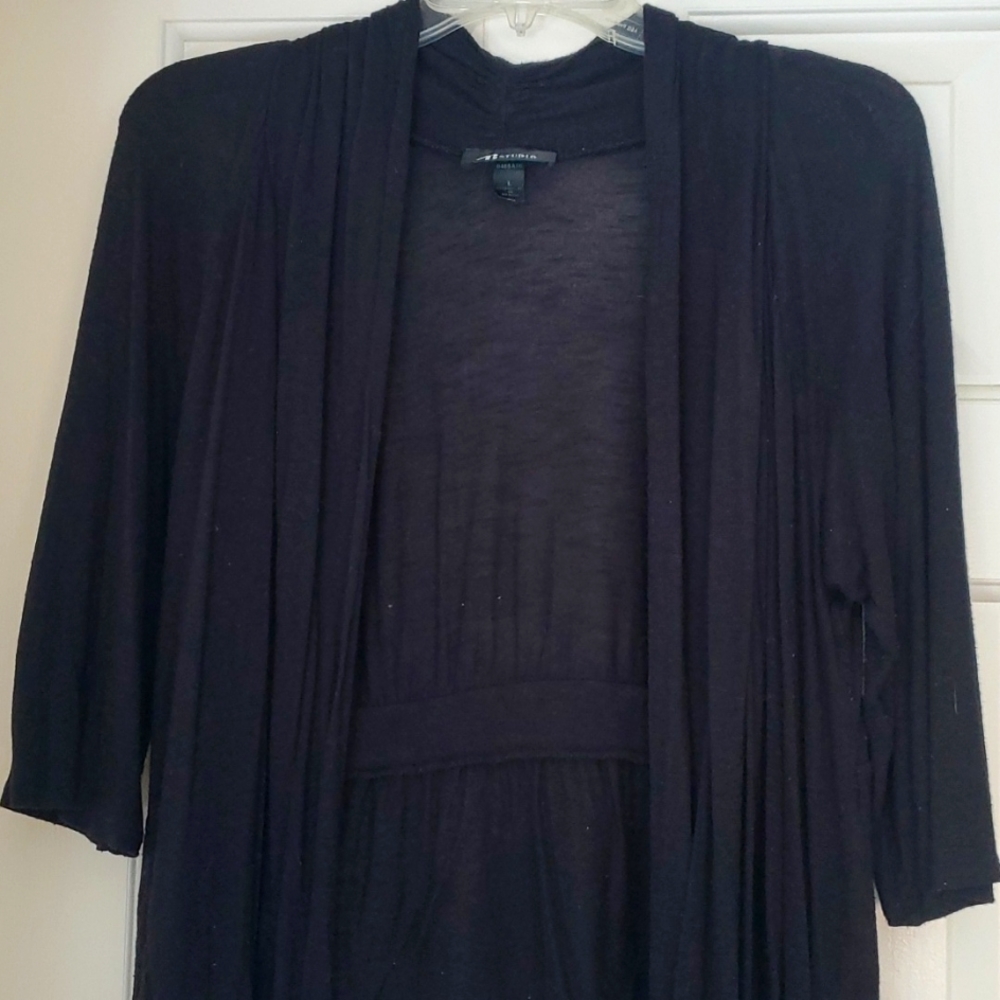 Black Cardigan, 3/4 Sleeves, 100% Rayon, Size Large